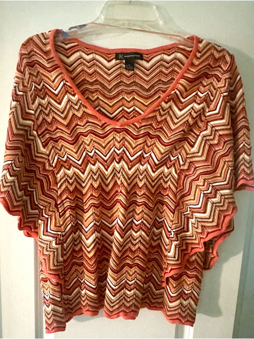 INC International Concepts Orange Chevron Knit Tunic